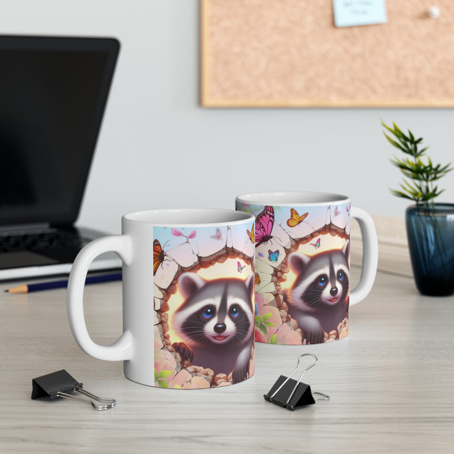 3D Raccoon & Butterfly Mug - Kim’s Signature Beauty & Accessories    