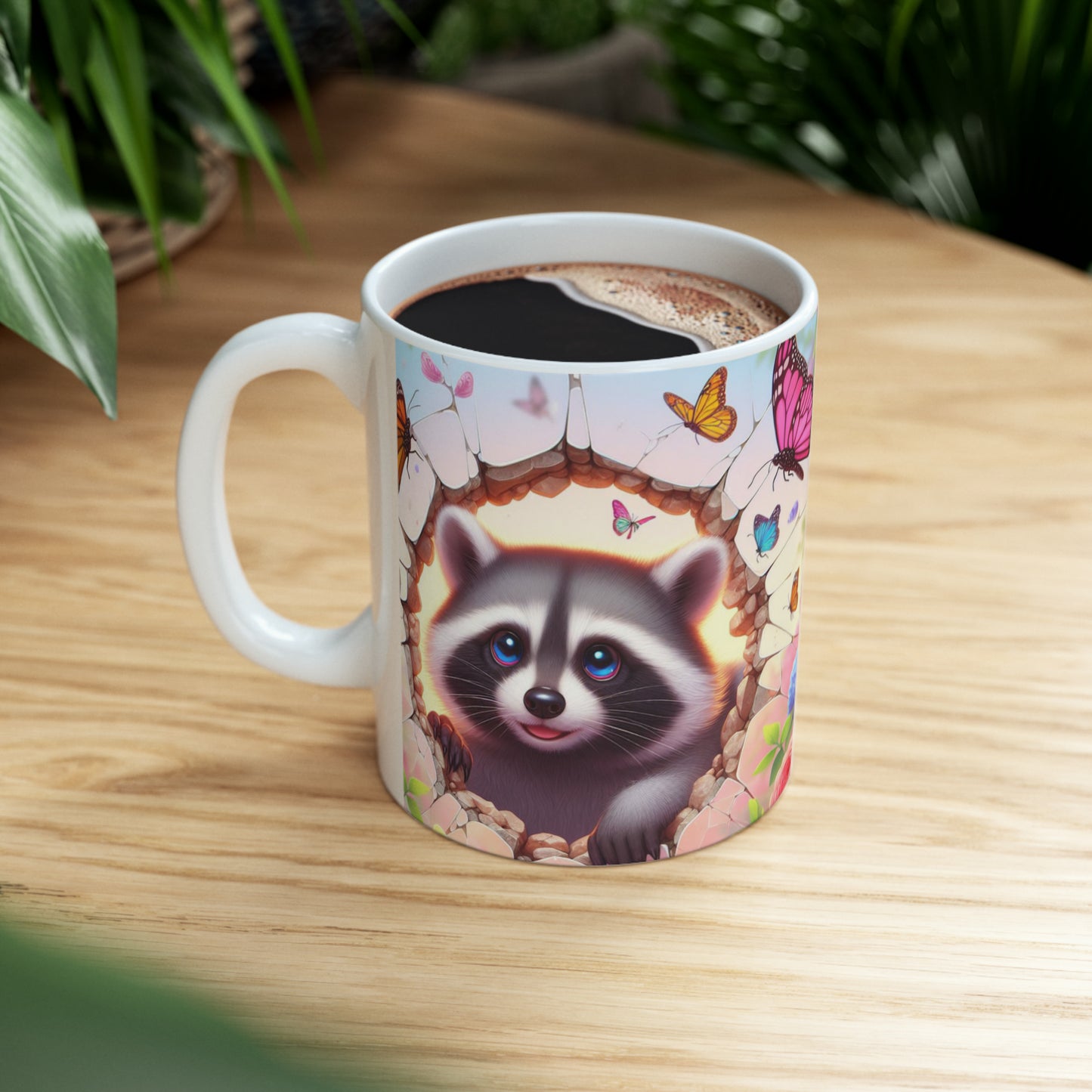 3D Raccoon & Butterfly Mug - Kim’s Signature Beauty & Accessories    