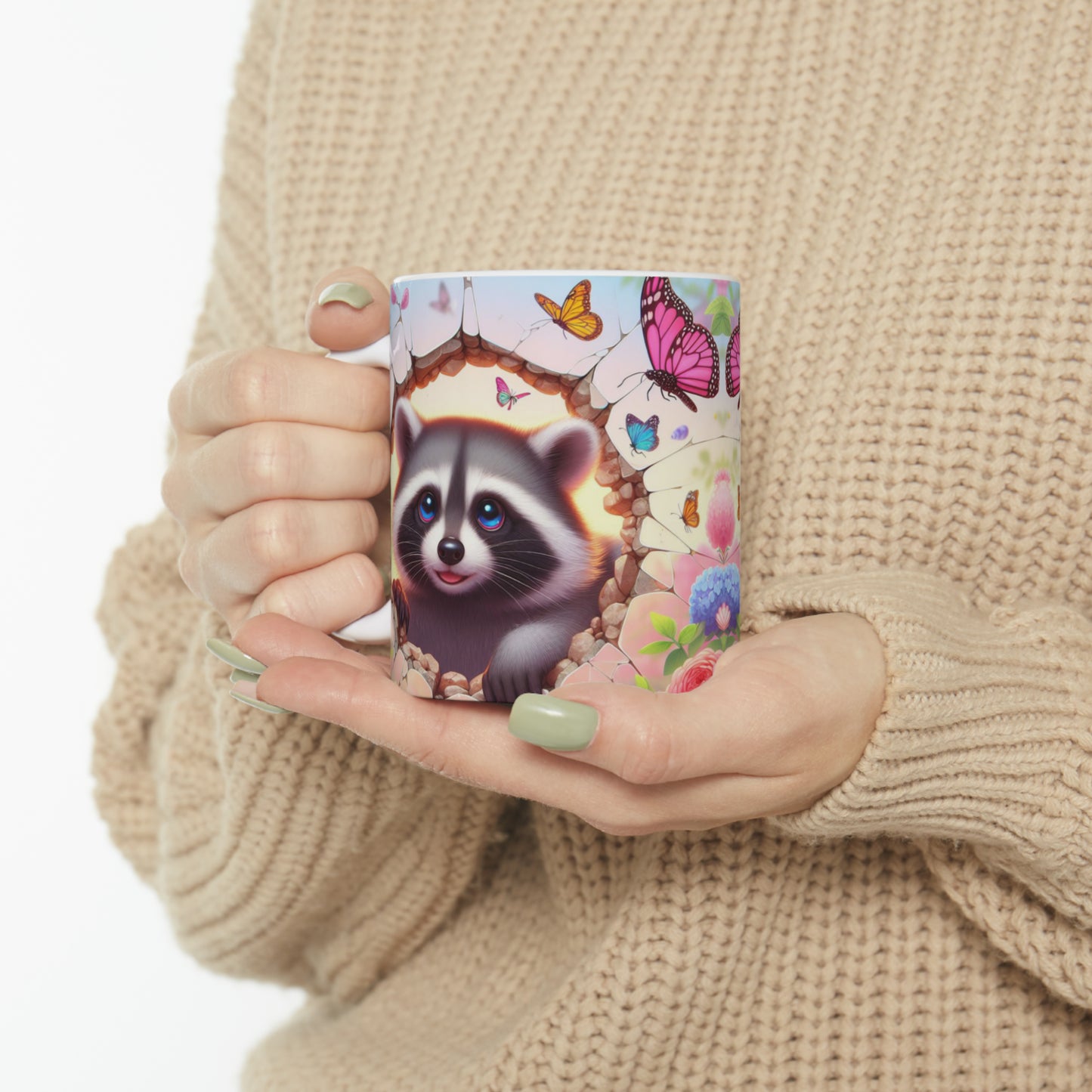 3D Raccoon & Butterfly Mug - Kim’s Signature Beauty & Accessories    