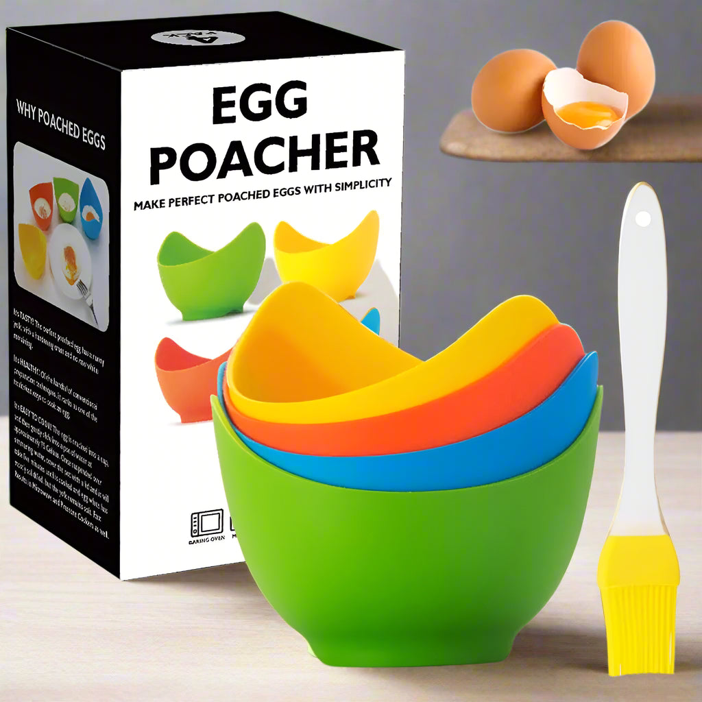 4 Pack Silicone Egg Poacher Cups with Ring Standers - Kim’s Signature Beauty & Accessories    