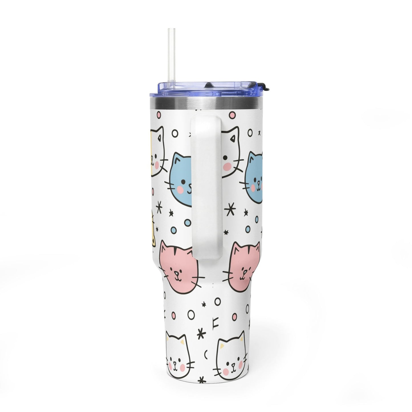 40oz Cat Faces Thermal Tumbler — Cute Pastel Kitty Travel Mug - Kim’s Signature Beauty & Accessories
