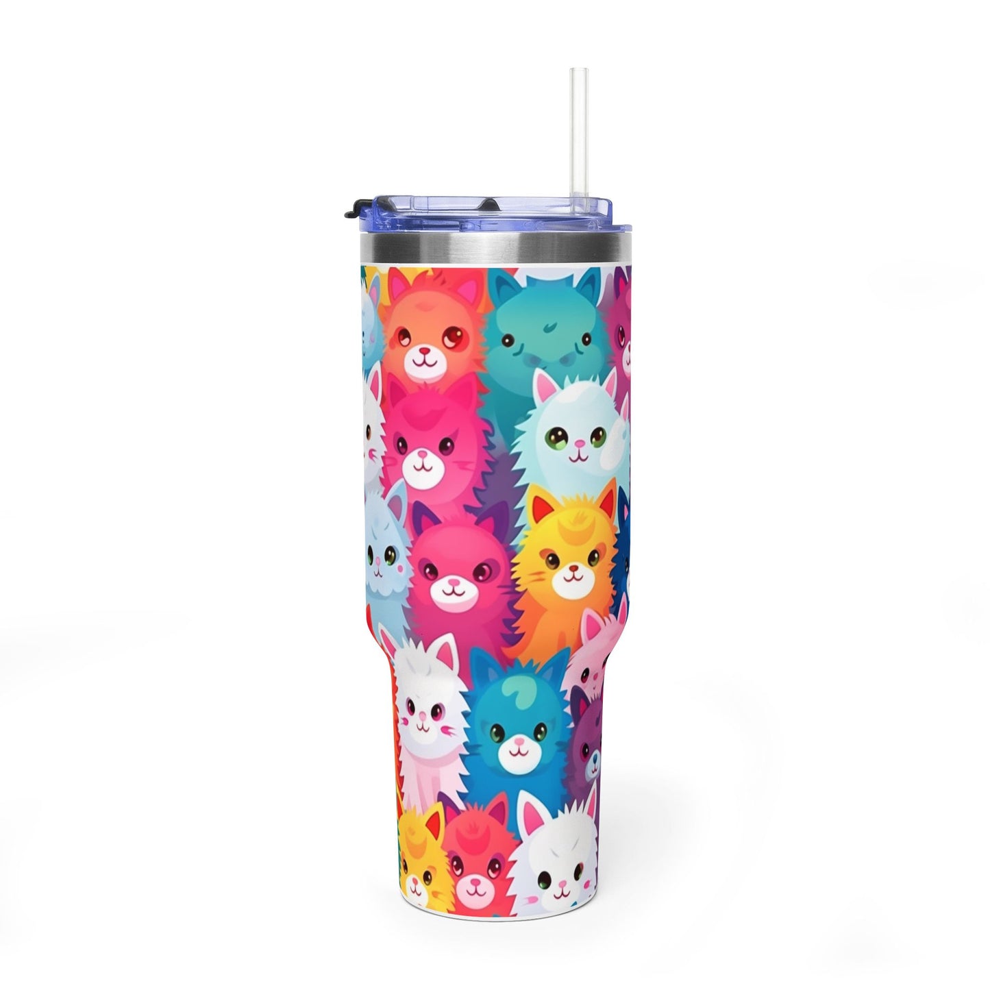 40oz Cat Pattern Vacuum Tumbler – Colorful Cute Kitty Insulated Travel Mug - Kim’s Signature Beauty & Accessories