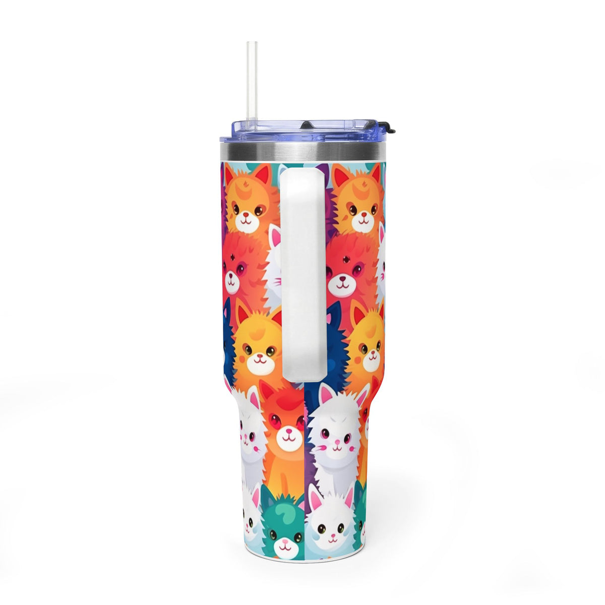 40oz Cat Pattern Vacuum Tumbler – Colorful Cute Kitty Insulated Travel Mug - Kim’s Signature Beauty & Accessories
