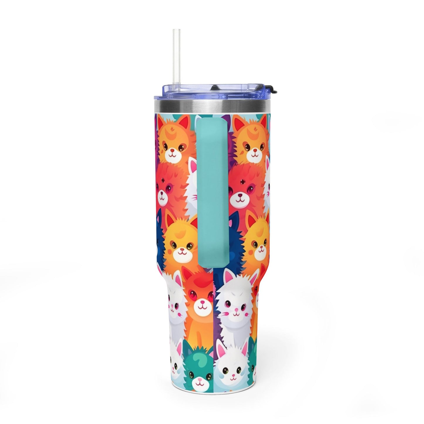 40oz Cat Pattern Vacuum Tumbler – Colorful Cute Kitty Insulated Travel Mug - Kim’s Signature Beauty & Accessories