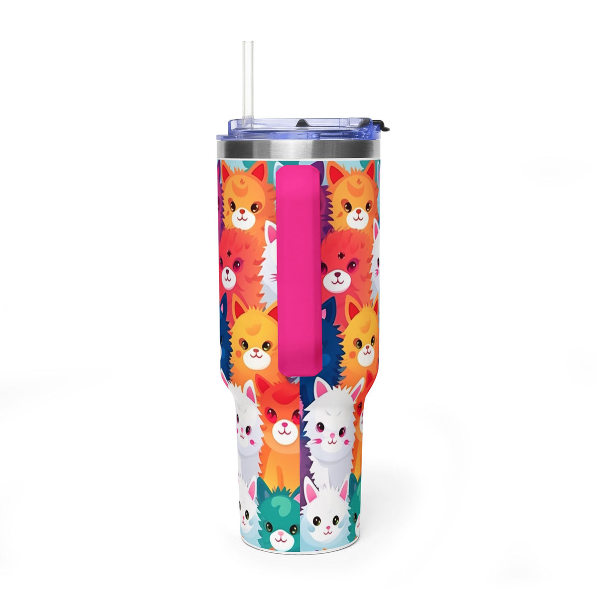 40oz Cat Pattern Vacuum Tumbler – Colorful Cute Kitty Insulated Travel Mug - Kim’s Signature Beauty & Accessories