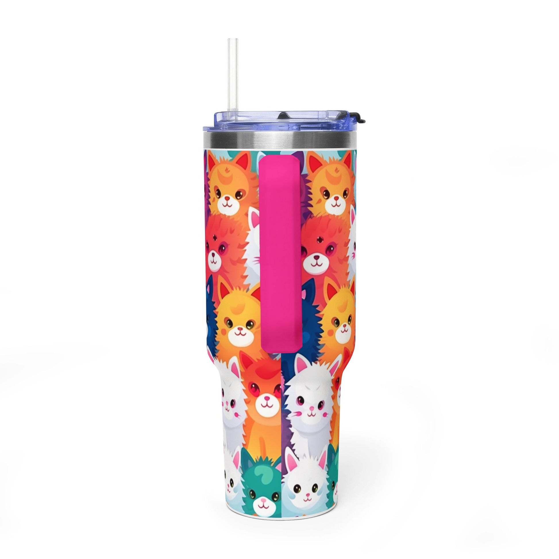 40oz Cat Pattern Vacuum Tumbler – Colorful Cute Kitty Insulated Travel Mug - Kim’s Signature Beauty & Accessories