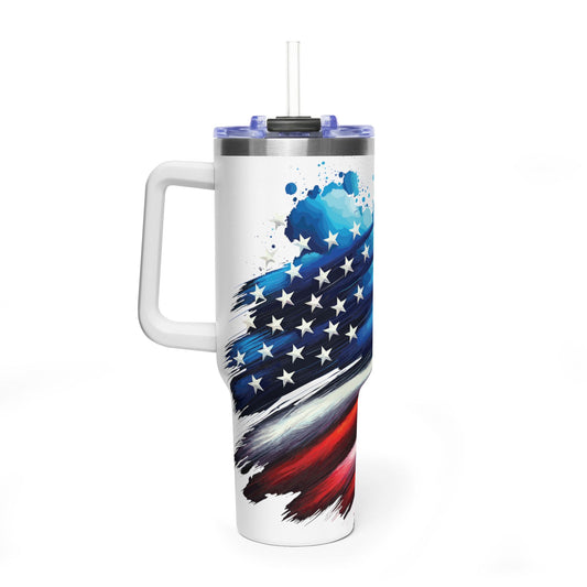 40oz Patriotic American Flag Tumbler — Stars & Stripes Thermal Cup - Kim’s Signature Beauty & Accessories