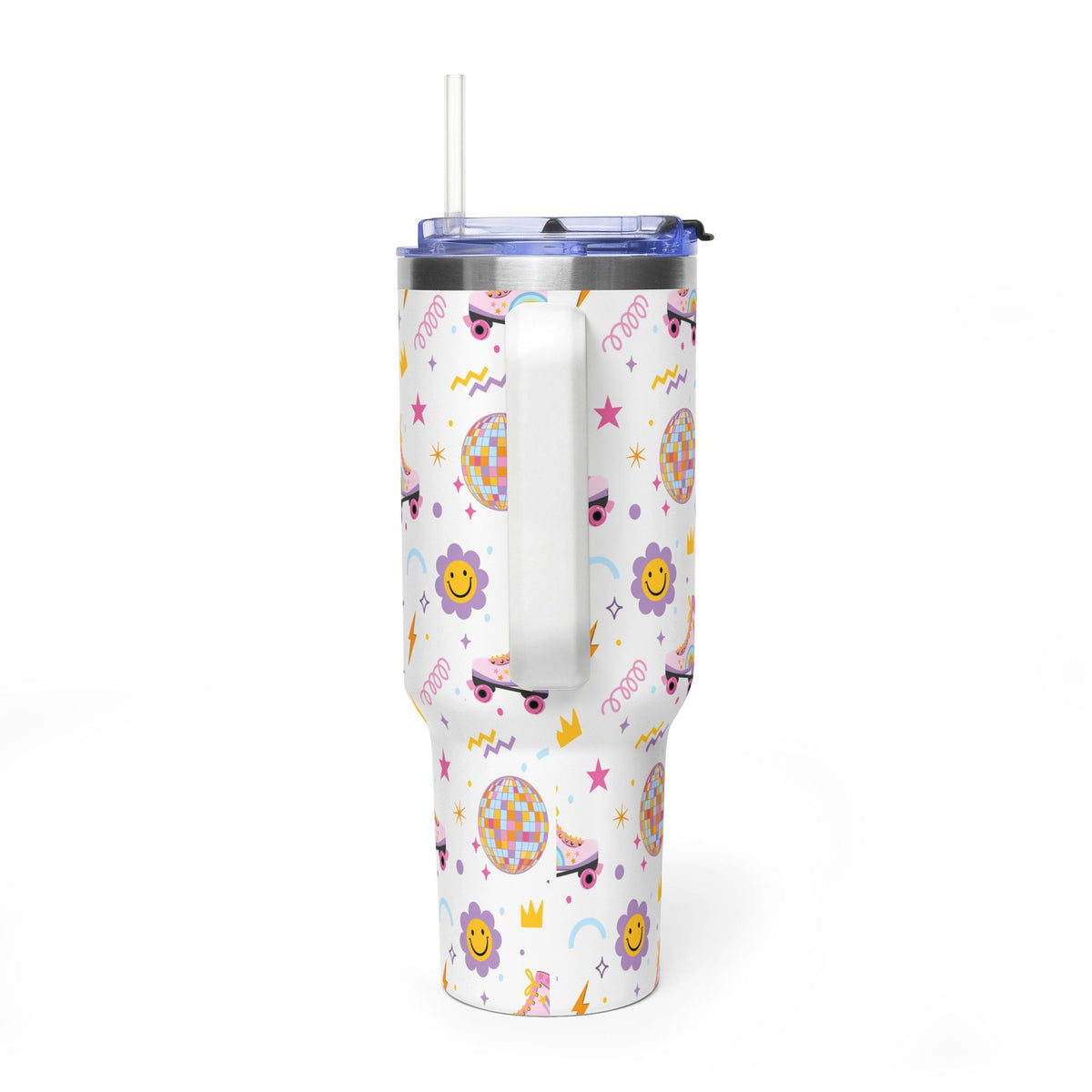 40oz Roller Skate Tumbler — Cute Retro Disco Pattern Insulated Travel Cup - Kim’s Signature Beauty & Accessories