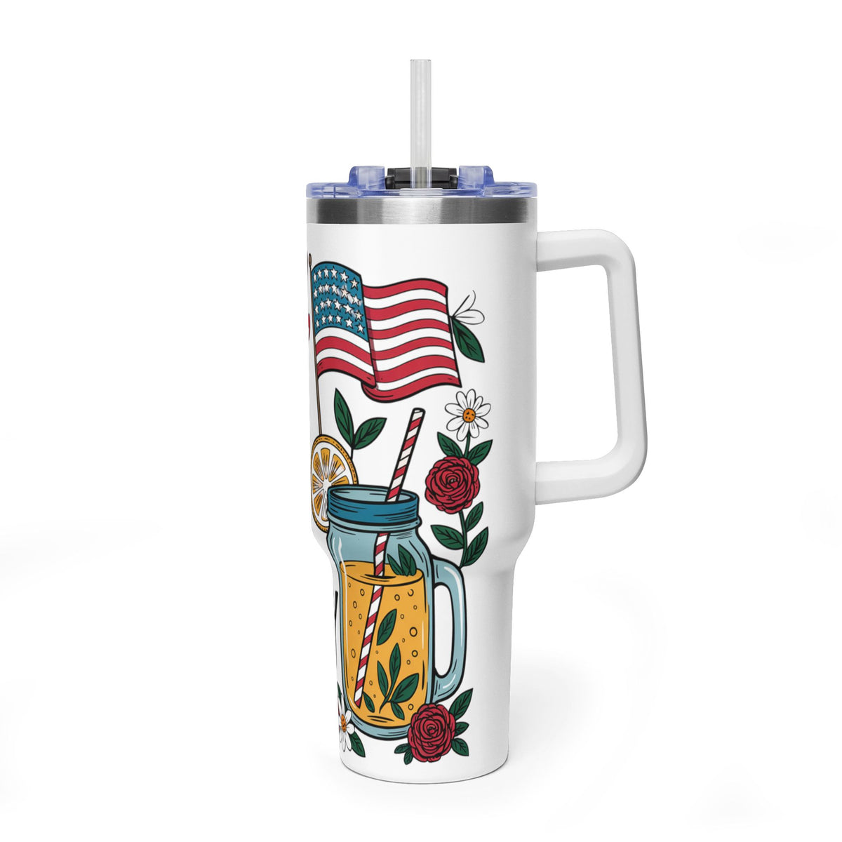 40oz Tumbler — "Sippin' Sweet Tea & Liberty" Patriotic Southern Travel Mug - Kim’s Signature Beauty & Accessories