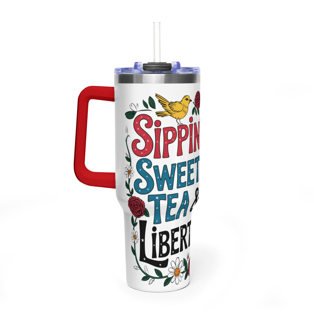 40oz Tumbler — "Sippin' Sweet Tea & Liberty" Patriotic Southern Travel Mug - Kim’s Signature Beauty & Accessories