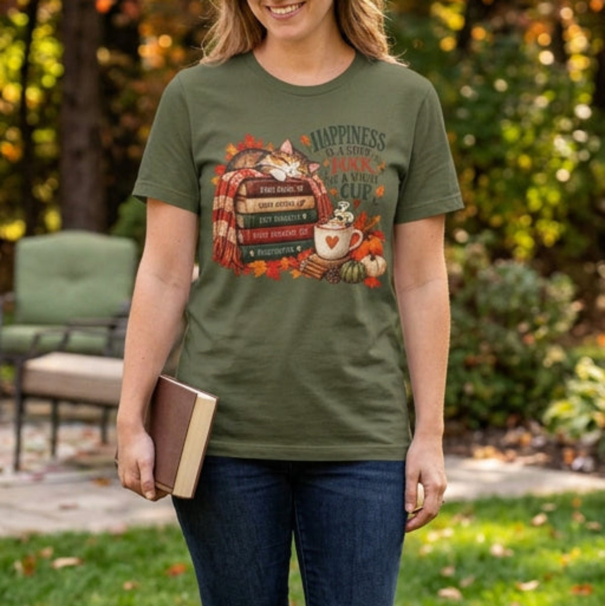 Happiness Is a Good Book and a Cup of Tea T-Shirt
