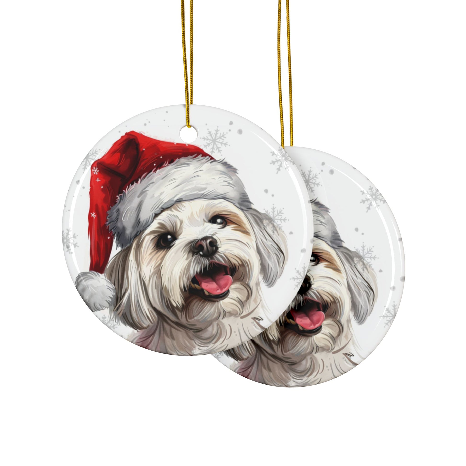 Maltipoo Santa Ceramic Ornament, 2-Side Print - Kim’s Signature Beauty & Accessories    (Store description)