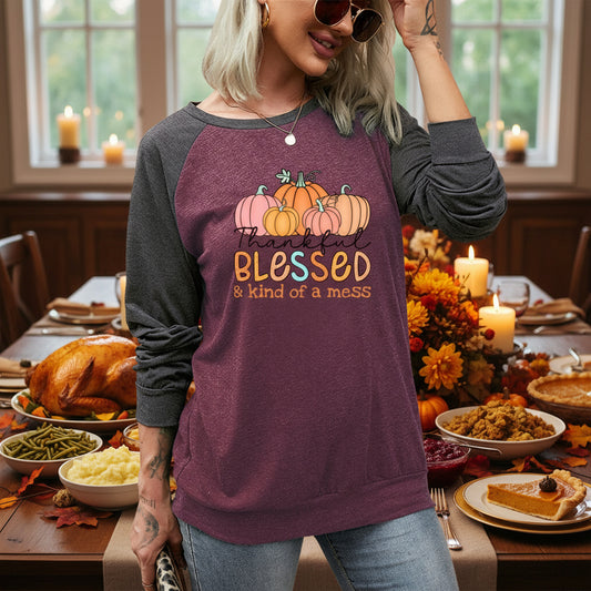 Thankful, Blessed Long Sleeve Tee - Kim’s Signature Beauty & Accessories    