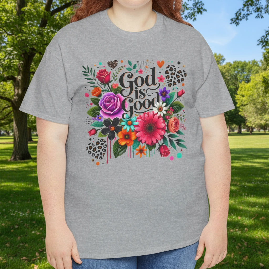 God Is Good Floral Christian Faith Tee - Kim’s Signature Beauty & Accessories    