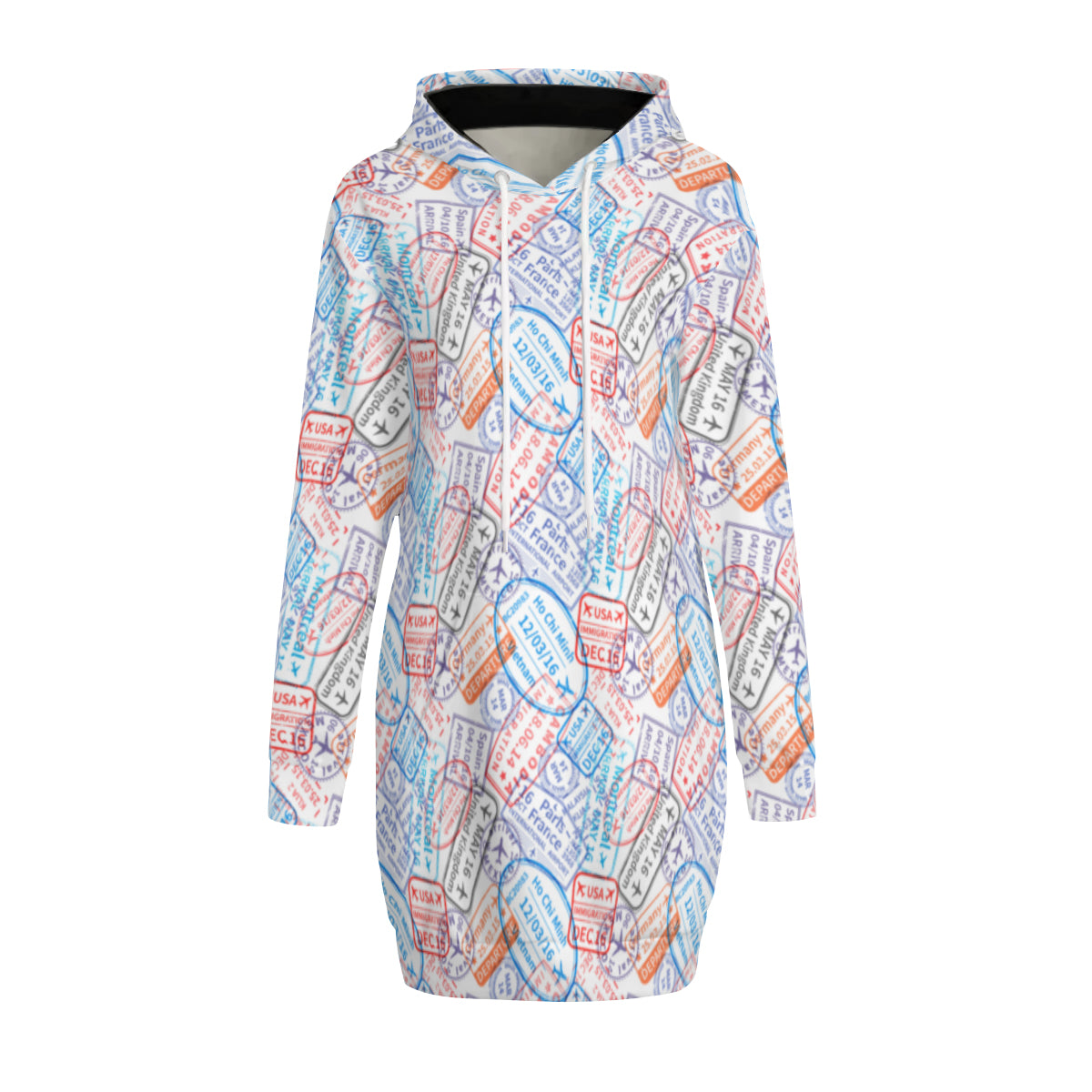Postage Stamp Travel Hoodie Dress - Kim’s Signature Beauty & Accessories    (Store description)