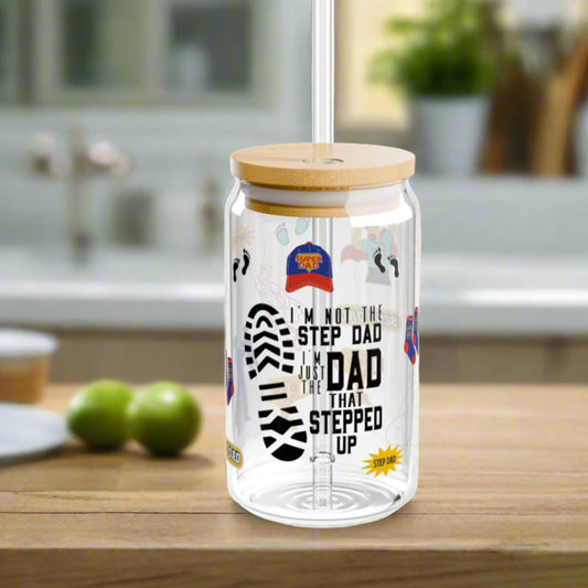 Stepped up Boy Dad | Sipper Glass, 16oz - Kim’s Signature Beauty & Accessories    (Store description)