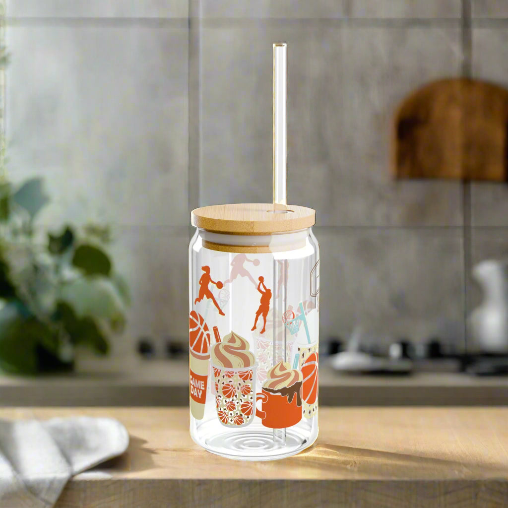 Game Day Basketball Sipper Glass, 16oz - Kim’s Signature Beauty & Accessories    (Store description)