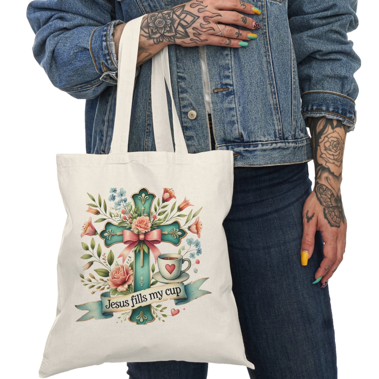 Inspirational Tote Bag - Jesus Fills My Cup - Kim’s Signature Beauty & Accessories    (Store description)