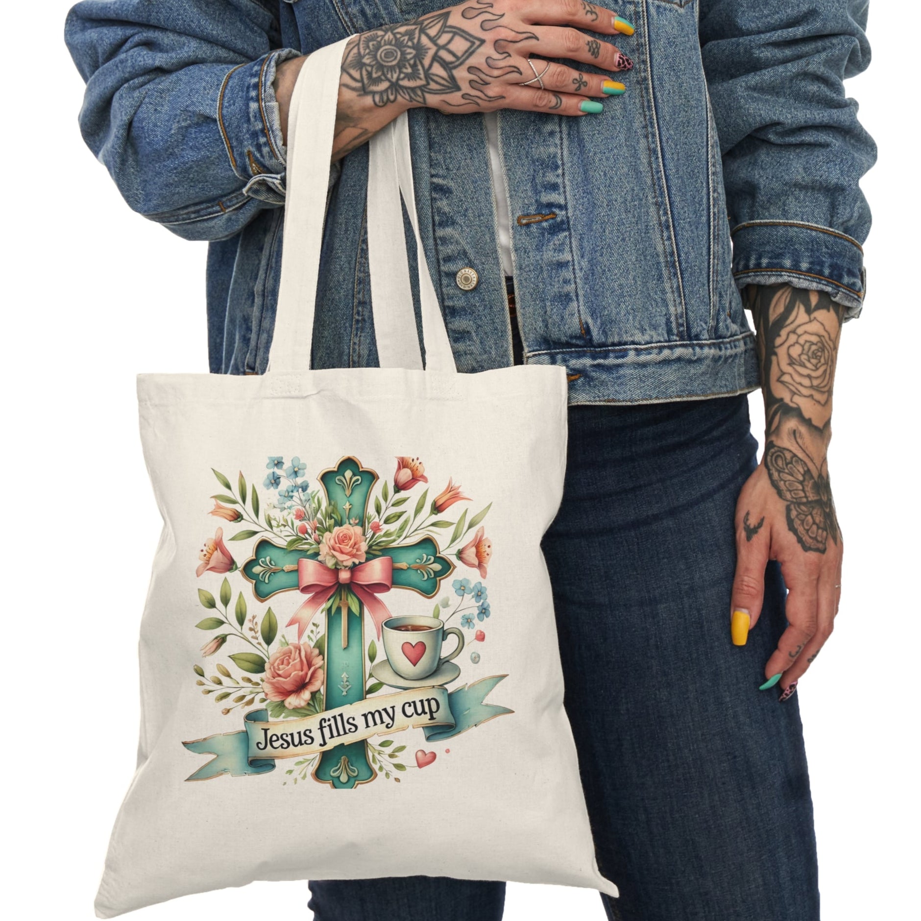 Inspirational Tote Bag - Jesus Fills My Cup - Kim’s Signature Beauty & Accessories    (Store description)