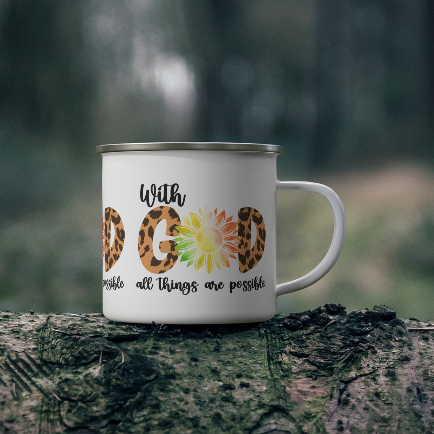 With God all things are possible Camping Mug - Kim’s Signature Beauty & Accessories    (Store description)