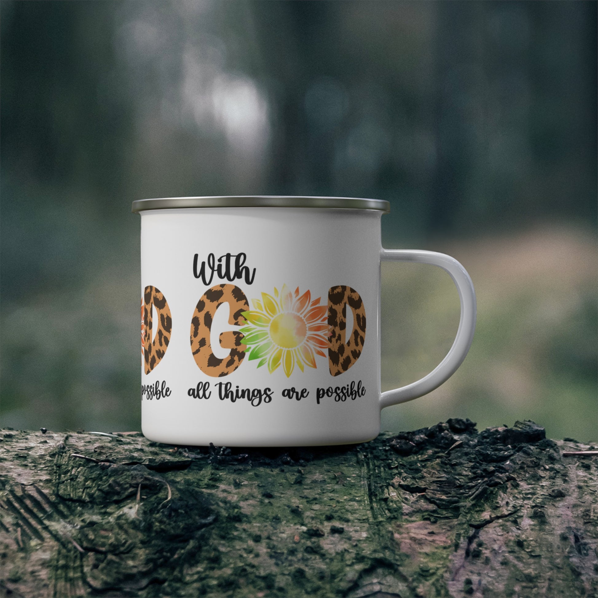 With God all things are possible Camping Mug - Kim’s Signature Beauty & Accessories    (Store description)