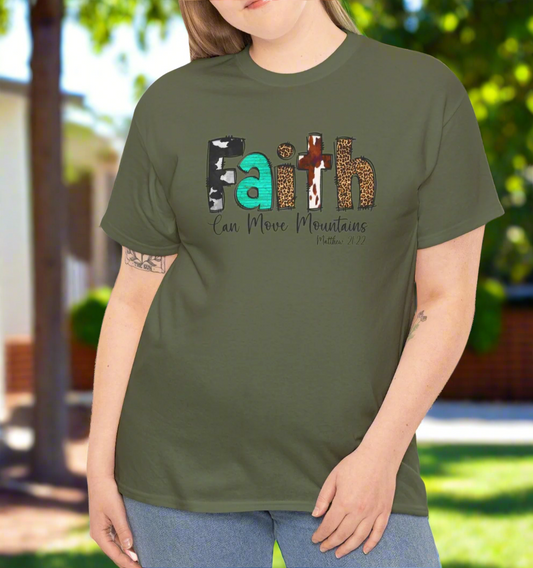 Faith Can Move Mountains Leopard print Tee - Kim’s Signature Beauty & Accessories    