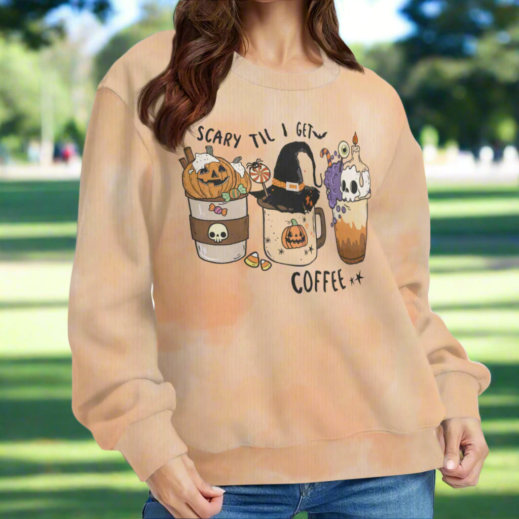Scary till I Get My Coffee Tie Dye Sweat shirt - Kim’s Signature Beauty & Accessories    