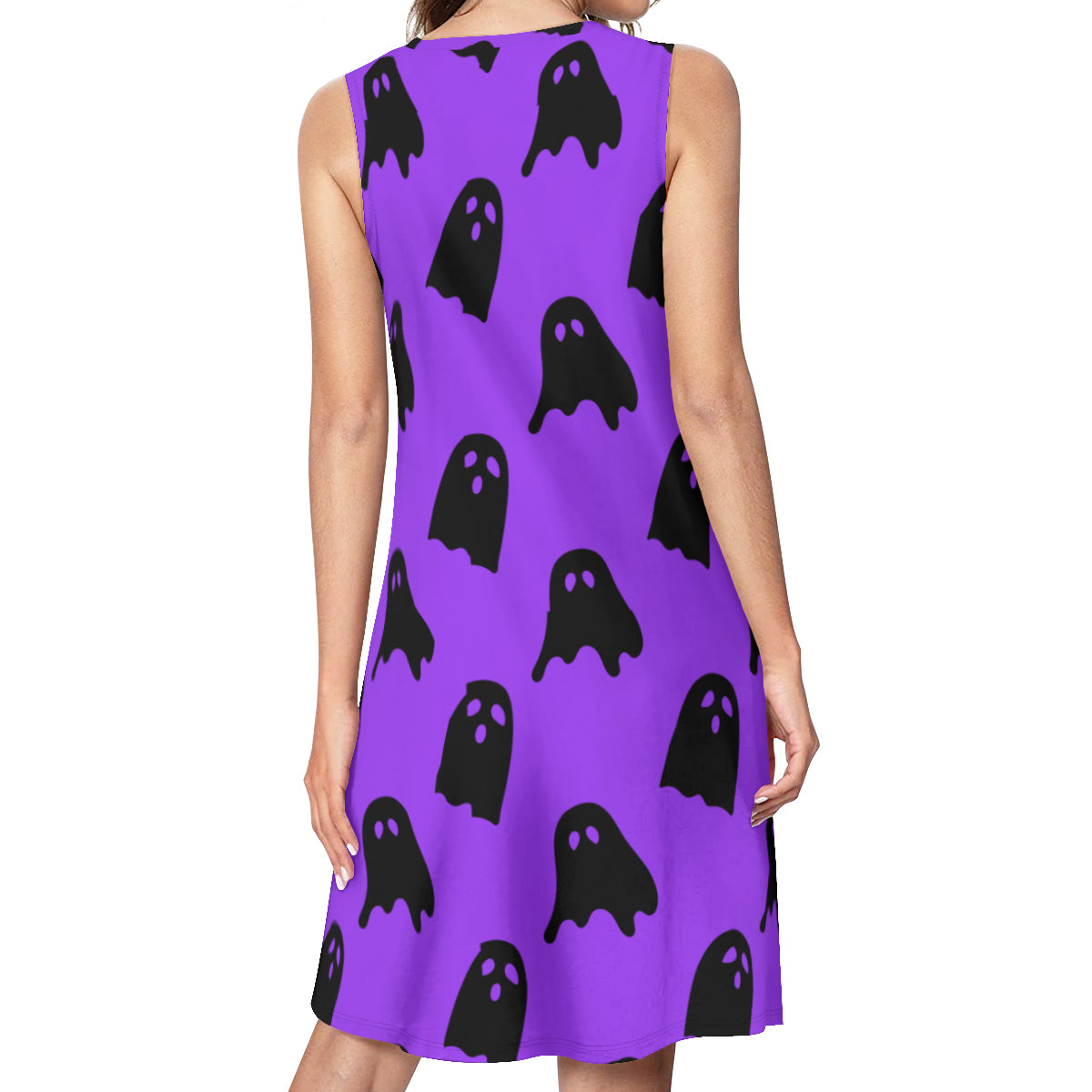 Purple Dress with Black Ghosts - Kim’s Signature Beauty & Accessories    