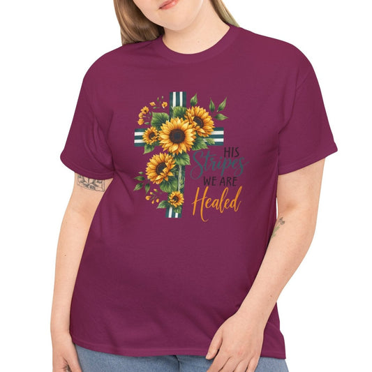 By His Stripes We Are Healed Cross Tee - Kim’s Signature Beauty & Accessories    (Store description)