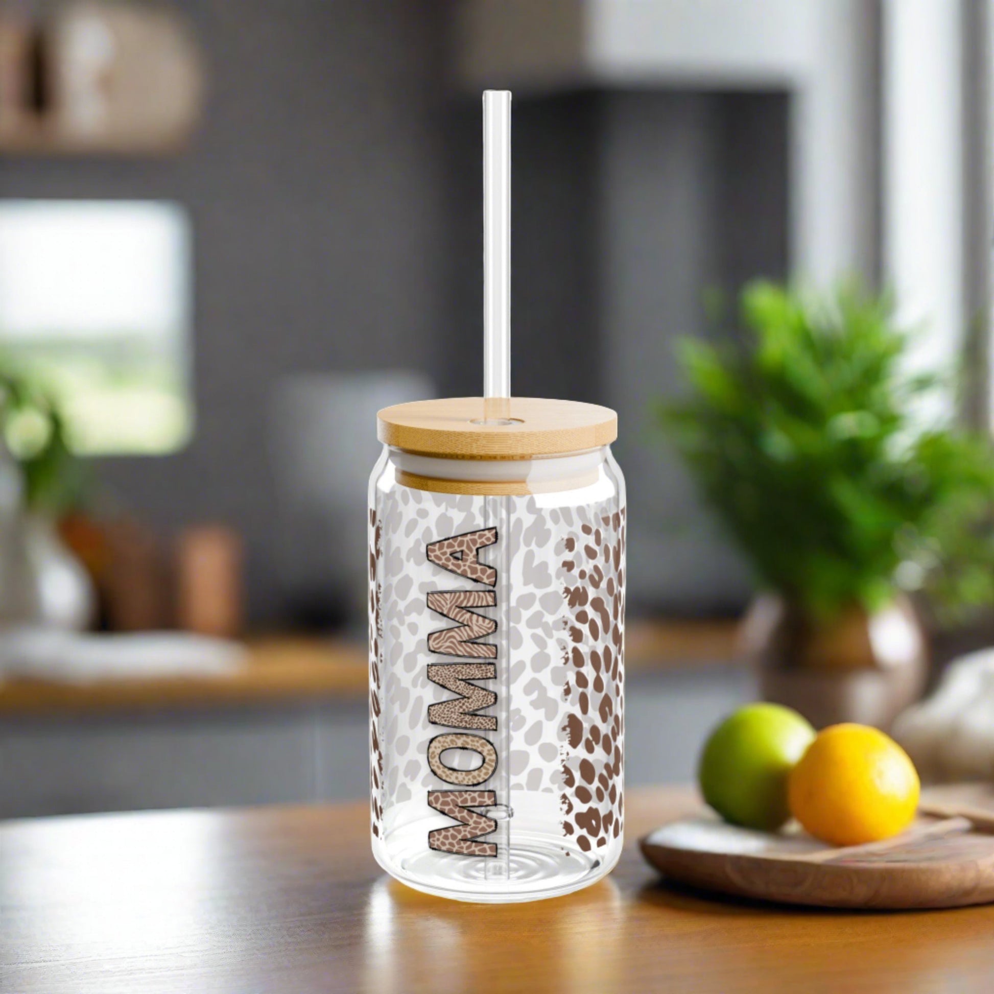 Momma Leopard Sipper Glass, 16oz - Kim’s Signature Beauty & Accessories    (Store description)
