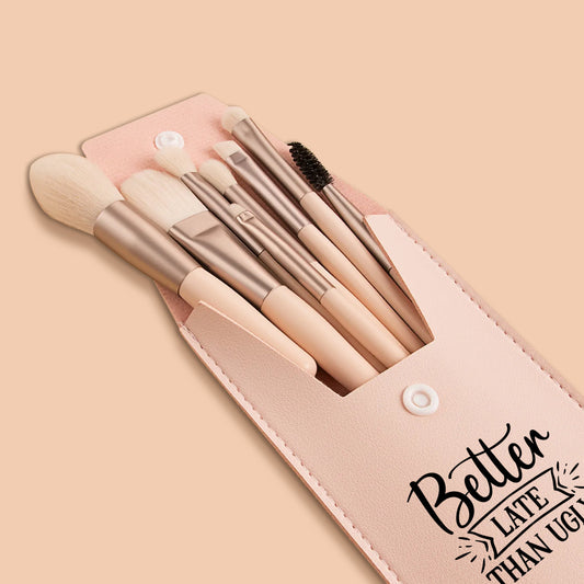 Better Late Than Ugly Makeup Brush Set – 8-Piece with Travel Case - Kim’s Signature Beauty & Accessories    (Store description)