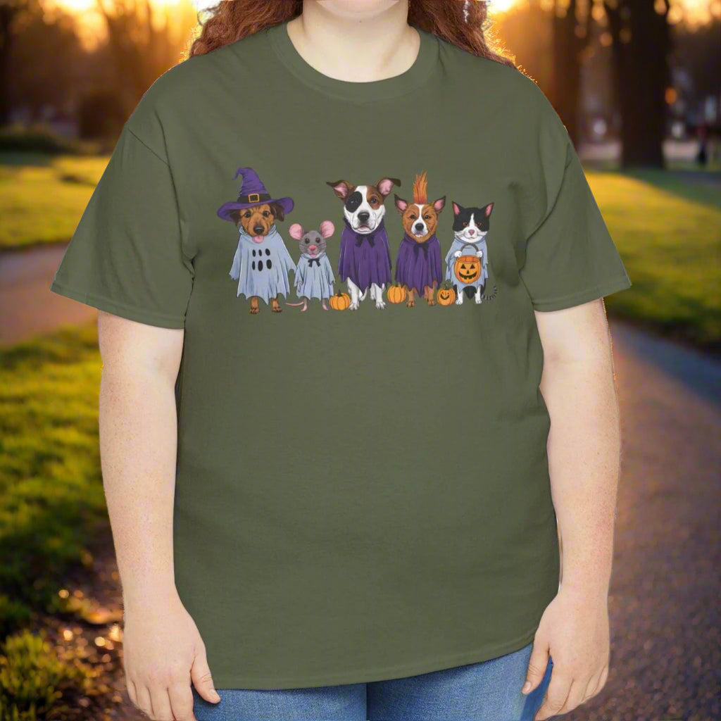 Ghostly Trio: Dogs, Cat, and Mouse Tee - Kim’s Signature Beauty & Accessories    
