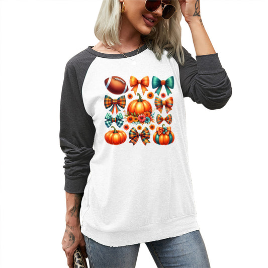 Football, Pumpkins & Bows Long Sleeve Tee - Kim’s Signature Beauty & Accessories    (Store description)