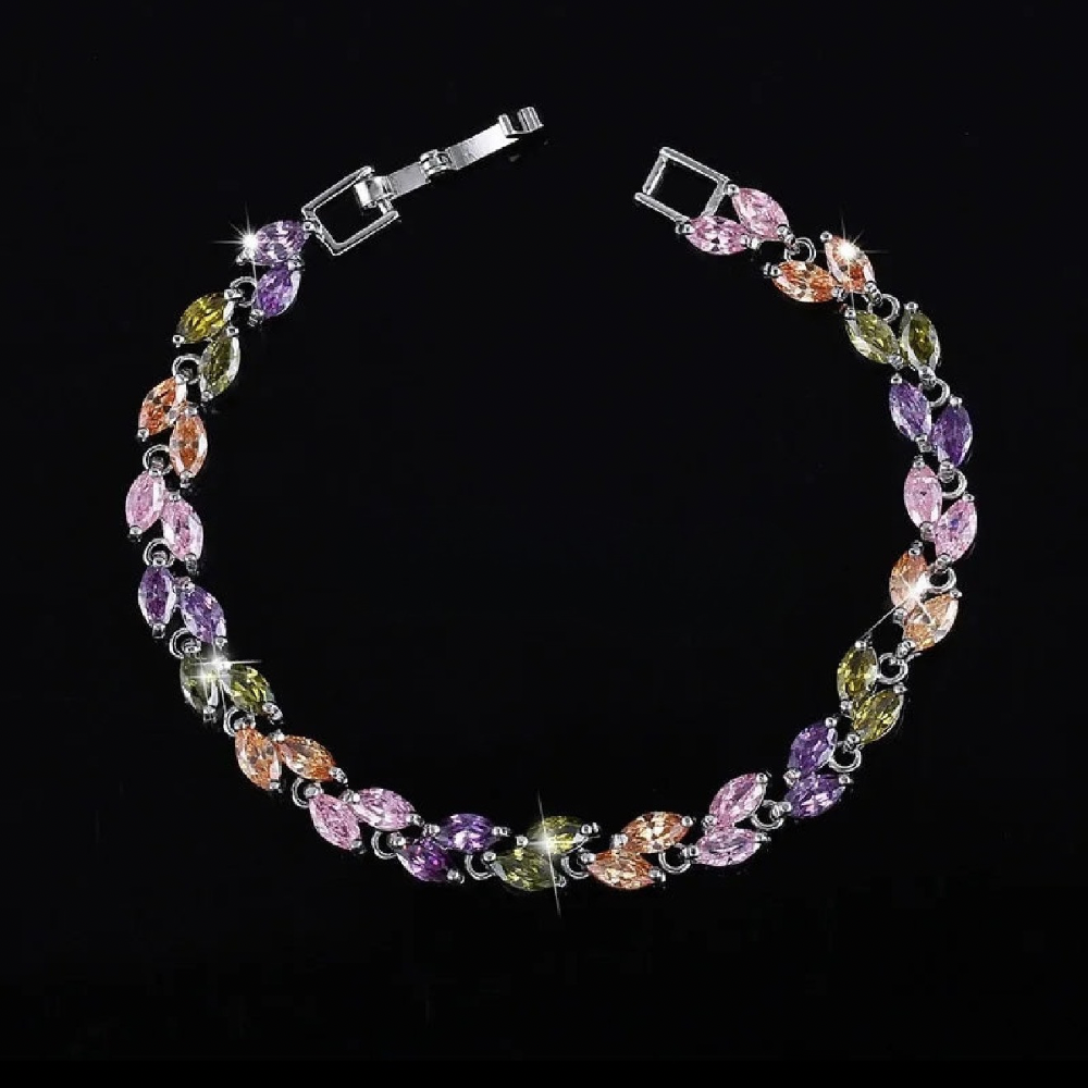Nature’s Elegance Silver Leaf CZ Bracelet
