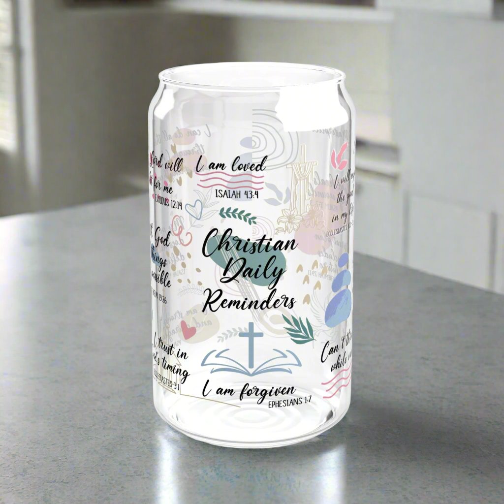 Christian Daily Reminders Glass Sipper - Kim’s Signature Beauty & Accessories    (Store description)