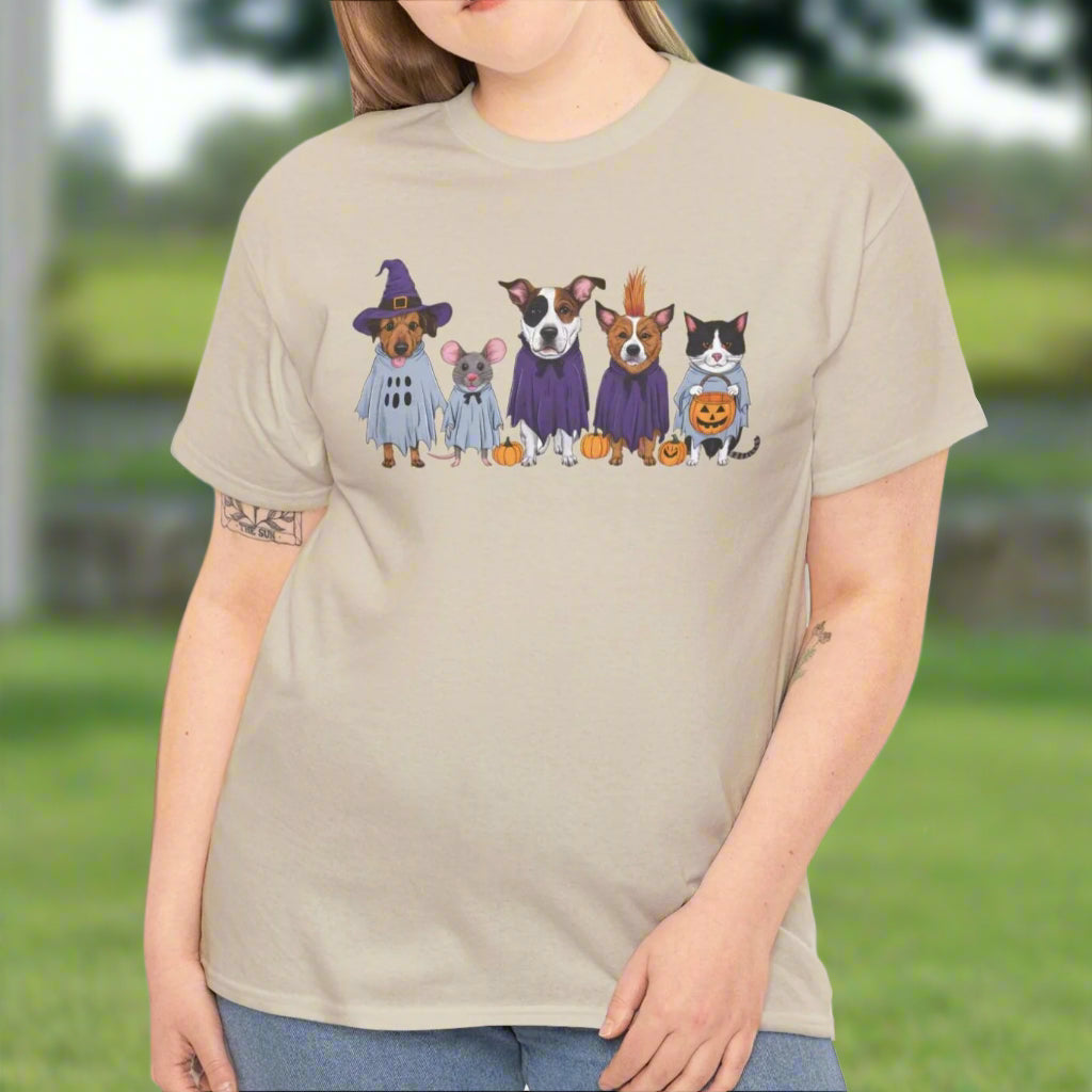 Ghostly Trio: Dogs, Cat, and Mouse Tee - Kim’s Signature Beauty & Accessories    