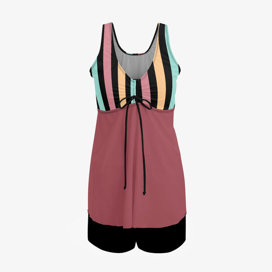 Pinstripe Harmony | Women's Two-Piece Swimsuit - Kim’s Signature Beauty & Accessories    