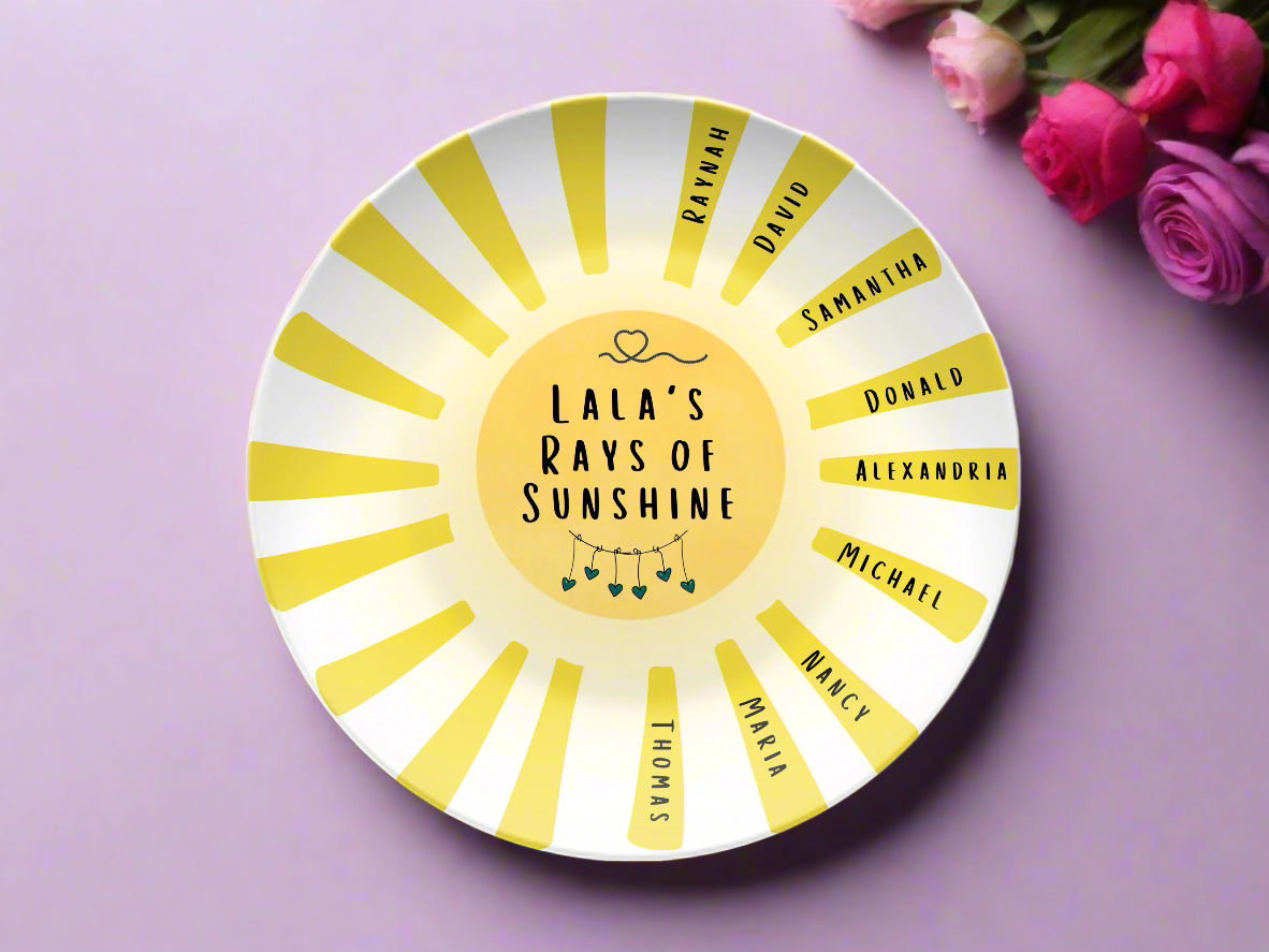 [Name]'s Rays of Sunshine Personalized Plate - Kim’s Signature Beauty & Accessories    (Store description)