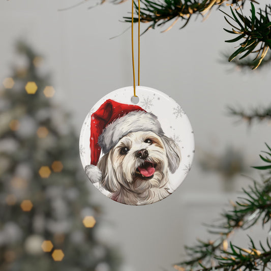 Maltipoo Santa Ceramic Ornament, 2-Side Print - Kim’s Signature Beauty & Accessories    (Store description)