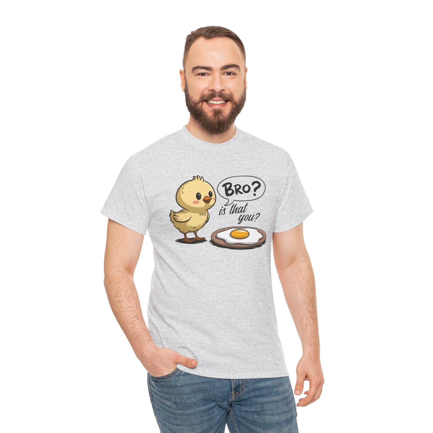 Funny Chick Tee - "Bro? Is That You?" - Unisex Heavy Cotton T-Shirt for Bird Lovers, Casual Wear, Gift Idea, Easter, Humor - Kim’s Signature Beauty & Accessories    (Store description)