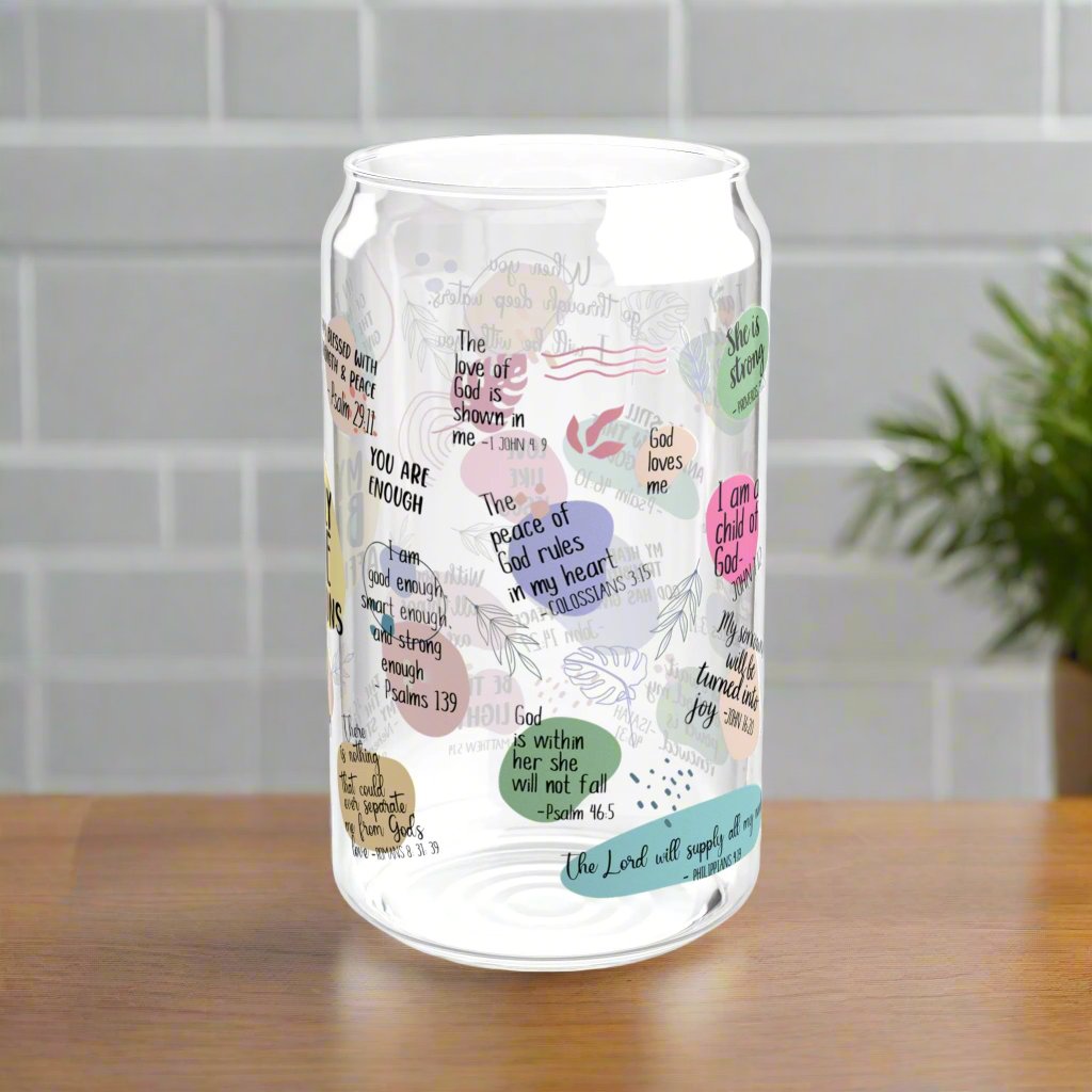 Daily Bible Affirmations Sipper Glass - Kim’s Signature Beauty & Accessories    (Store description)