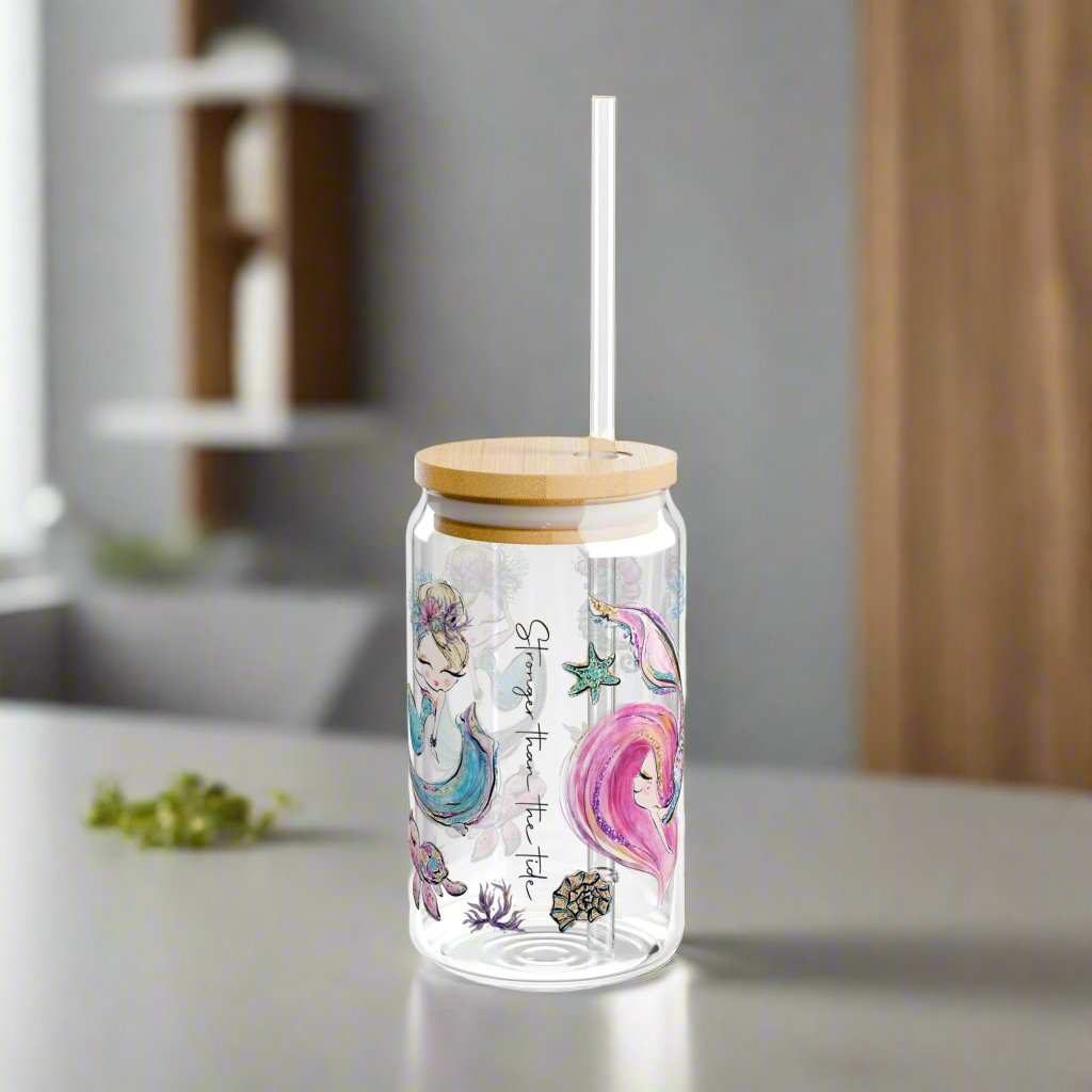 In a World full of Fish Be a Mermaid Sipper Glass - Kim’s Signature Beauty & Accessories    (Store description)