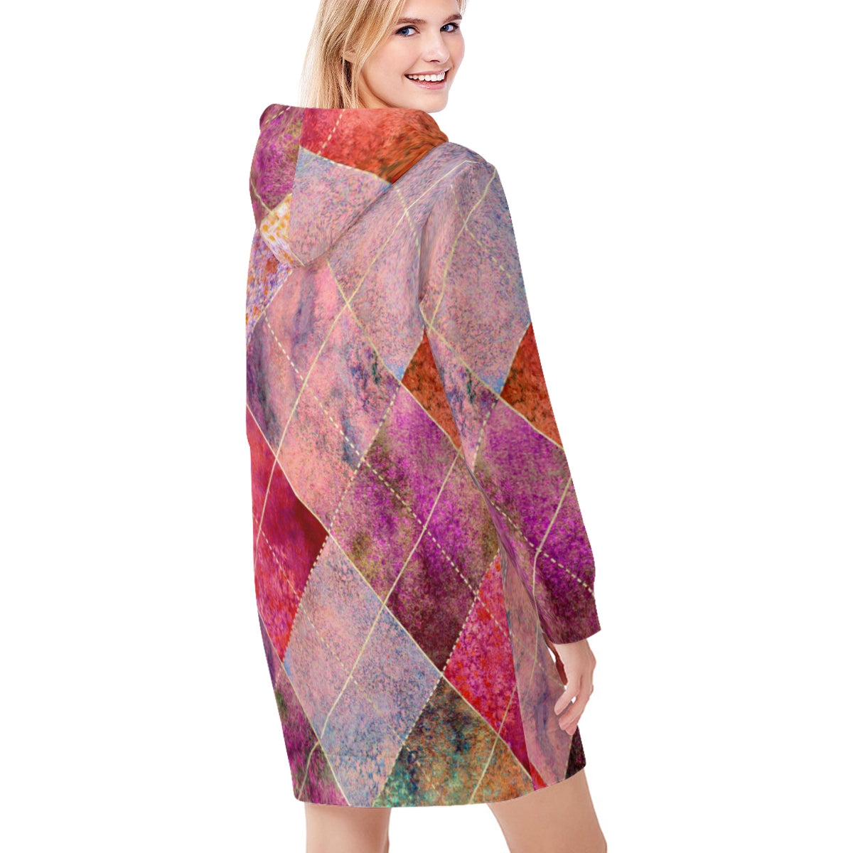 Colorful Diamond Hoodie Sweat Dress - Kim’s Signature Beauty & Accessories    
