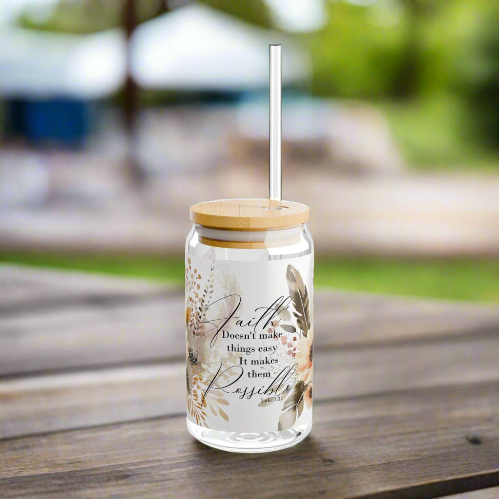 Luke 1:37 Inspirational 16oz Sipper Glass- 16oz - Kim’s Signature Beauty & Accessories    (Store description)