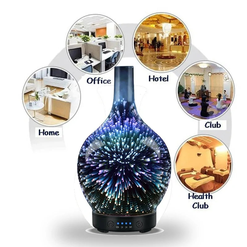 7 Color Light 3D Glass Humidifier - Kim’s Signature Beauty & Accessories    