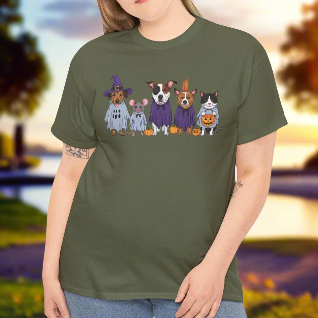 Ghostly Trio: Dogs, Cat, and Mouse Tee - Kim’s Signature Beauty & Accessories    