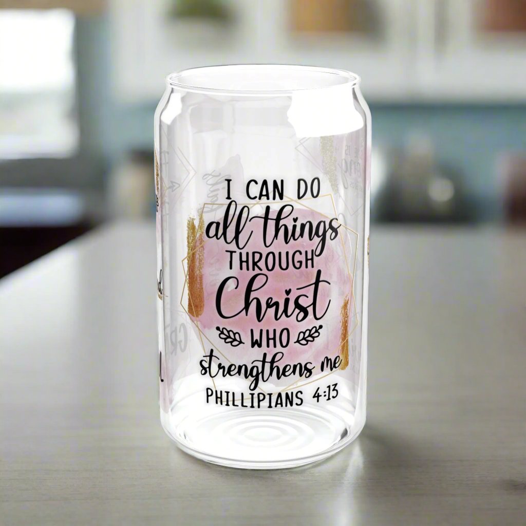 I Can Do All Things Sipper Glass - Kim’s Signature Beauty & Accessories    (Store description)
