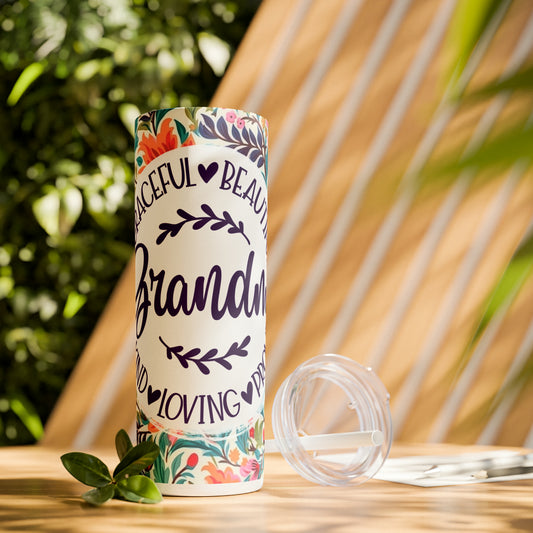 Beautiful Grandma |Skinny Tumbler with Straw, 20oz - Kim’s Signature Beauty & Accessories    (Store description)