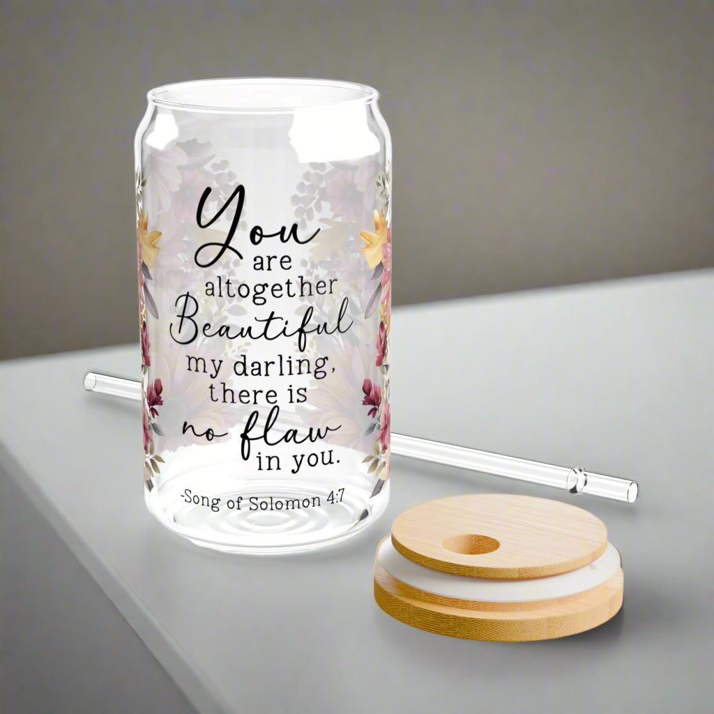 Song of Solomon 4:7 Floral Sipper Glass – 16oz - Kim’s Signature Beauty & Accessories    (Store description)