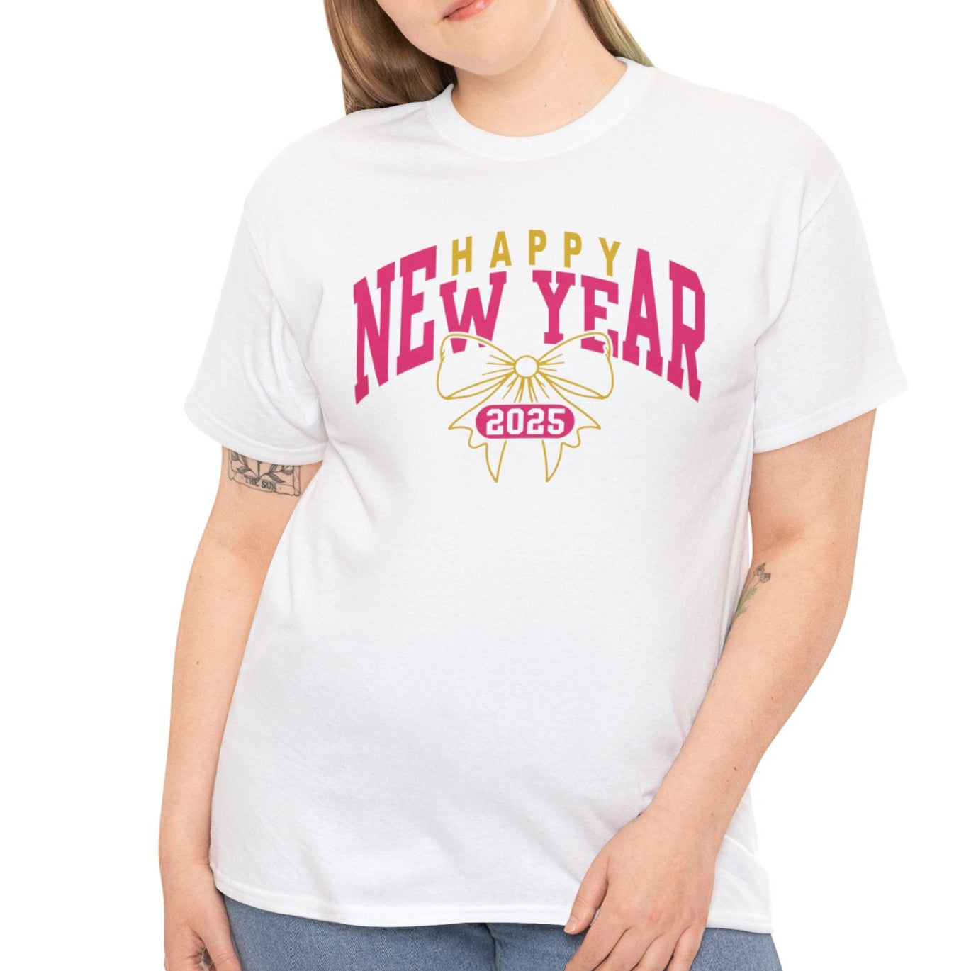 Happy New Year 2025 Bow Cotton Tee - Kim’s Signature Beauty & Accessories    (Store description)